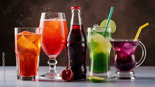 Colorful soft drinks in the glasses