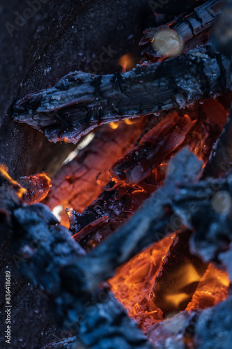 hot coals in the fire