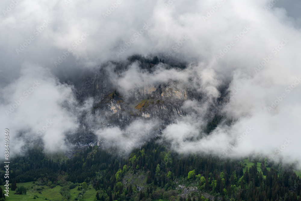 View of the mountain village - Flims in Switzerland