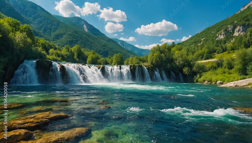 Fototapeta premium Stunning Pliva River waterfall in Bosnia and Herzegovina