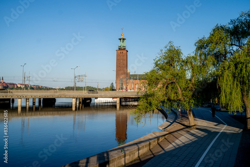 Photography View of Stockholm City Hall on a cloudless spring morning