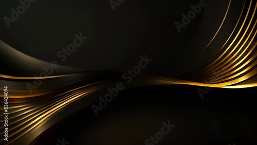 white smooth flowing waves with curved golden lines abstract motion background. Seamless looping. Video animation Ultra HD 4K 3840x2160

