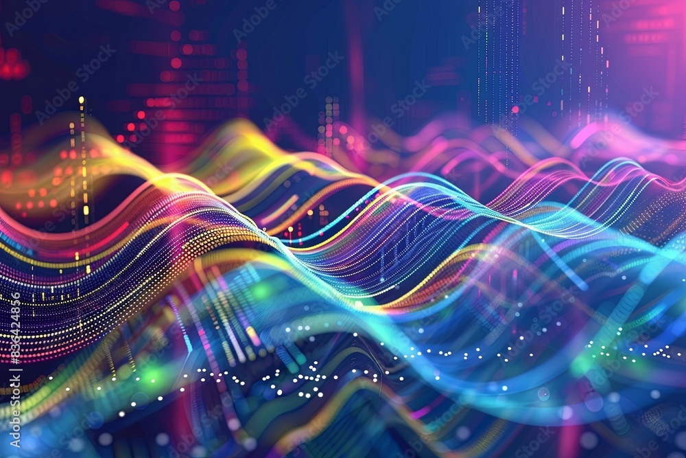 Abstract colorful data visualization background with electronic waves Abstract colorful data visualization background with electronic waves
