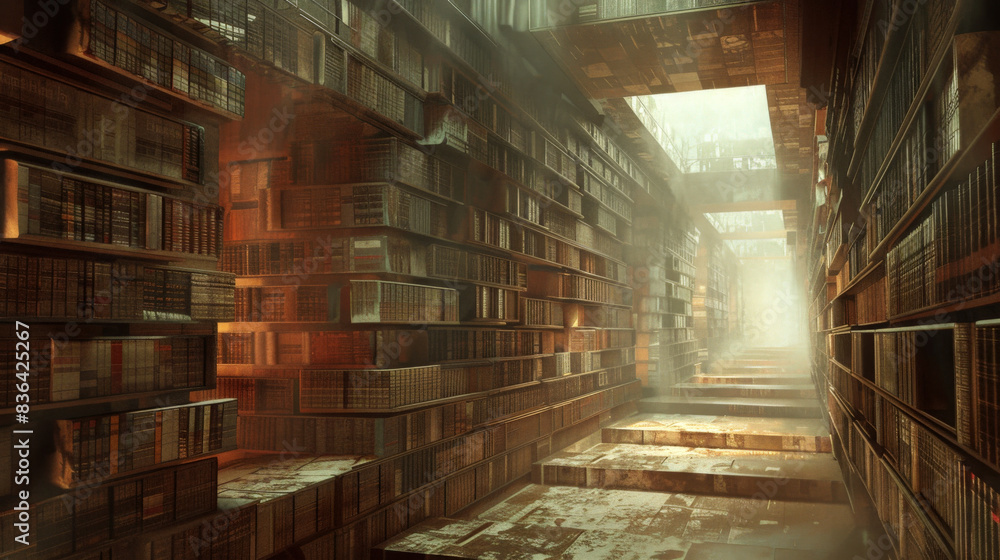 background of an old library corridor full of books background of an old library corridor full of books