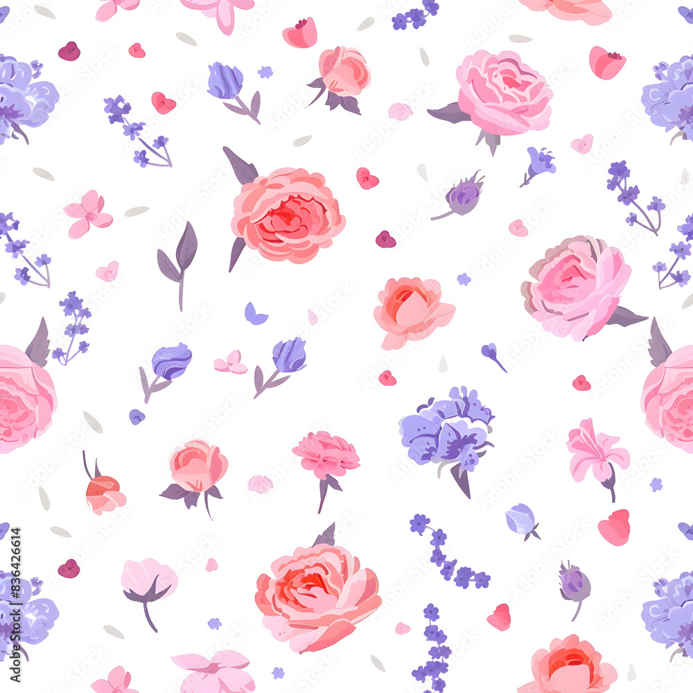 floral purple and pink flower pattern seamless wallpaper design illustration floral purple and pink flower pattern seamless wallpaper design illustration