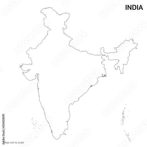 Indian Map outline vector illustration