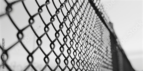 A close-up shot of a worn-out chain link fence with a distressed texture photo