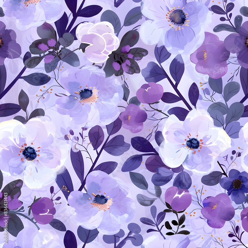 floral lilac purple and pink flower pattern seamless wallpaper design illustration