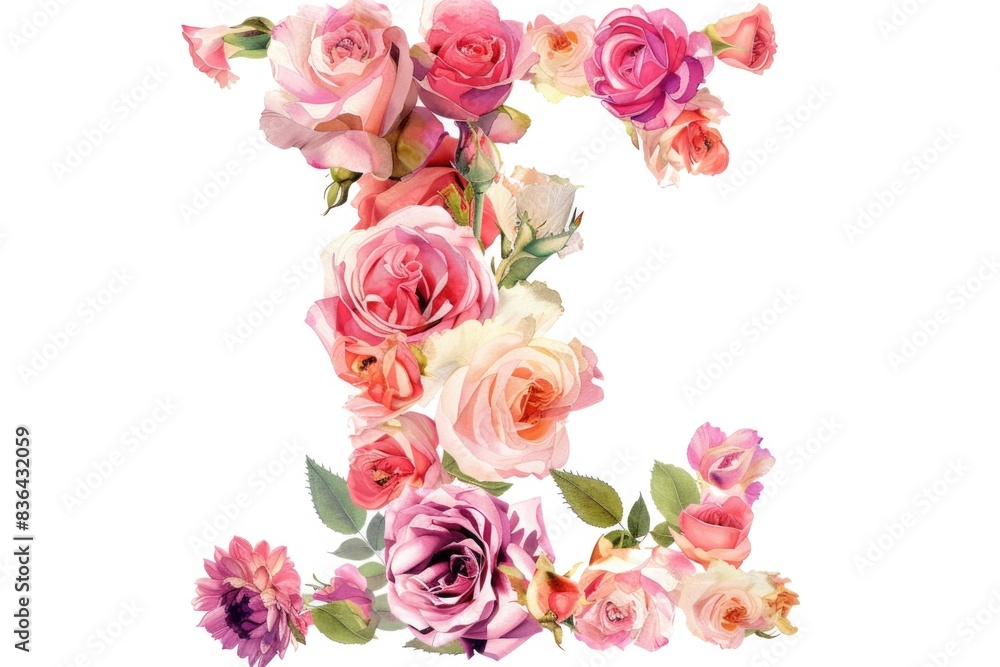 A close-up view of a flower arrangement forming the shape of the letter L A close-up view of a flower arrangement forming the shape of the letter L