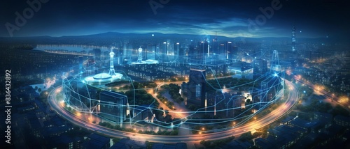 Wallpaper Mural 5G network innovations for smart cities front view Enabling faster connectivity advanced tone Tetradic color scheme Torontodigital.ca