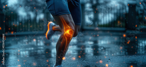 Anatomy of the knee joints of an athlete. medical concept. Generative AI