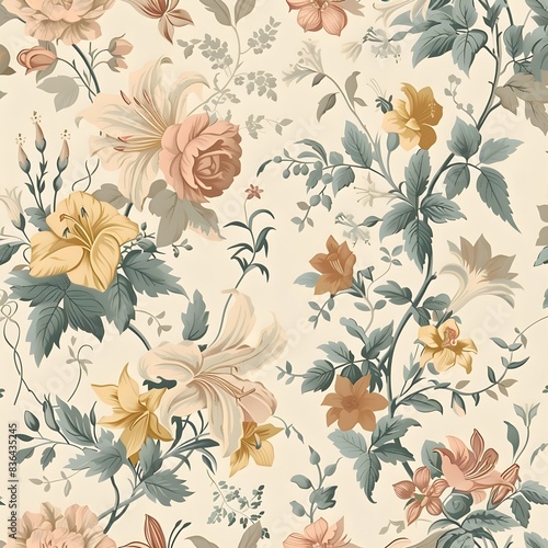 floral garden bloom flower pattern seamless wallpaper design illustration ornament decor