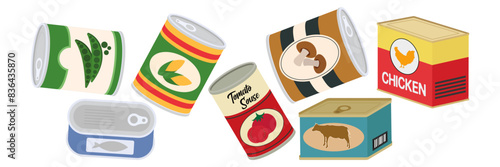 Grocery food set vector illustration. Cartoon fruit and vegetables, meat, bakery, confectionery and dairy products, colorful elements for cooking. Supermarket list, diet plan concept