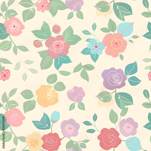 floral garden bloom flower pattern seamless wallpaper design illustration ornament decor