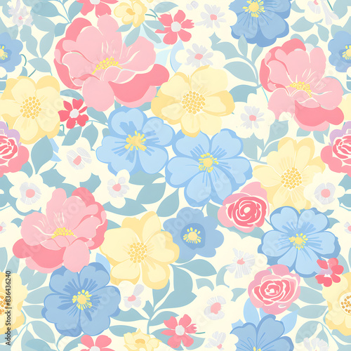 floral garden bloom flower pattern seamless wallpaper design illustration ornament decor