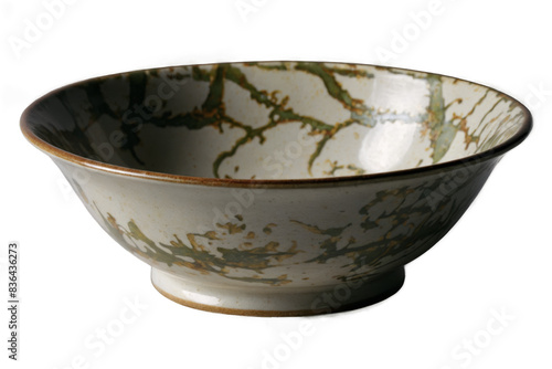 This high-quality image features a ceramic bowl with an artistic gold kintsugi repair on a white, transparent png background © gunzexx png and bg