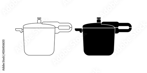side view pressure cooker icon set isolated on white background