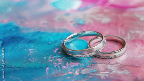 Wallpaper Mural A pair of wedding rings sitting on a table, possibly waiting to be exchanged or used for a special occasion. Torontodigital.ca