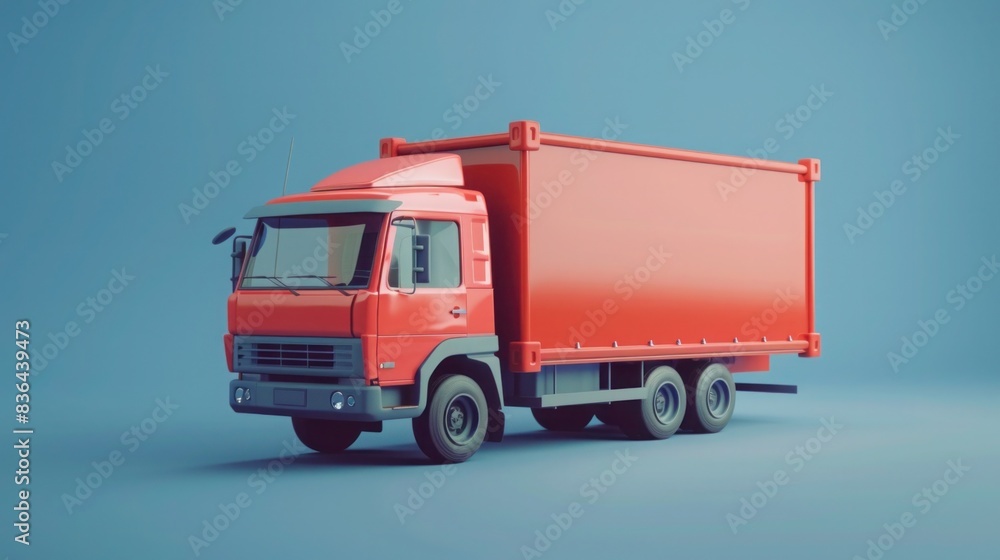 Shipping service concept with Truck delivering on blue background. 3D Rendering Shipping service concept with Truck delivering on blue background. 3D Rendering