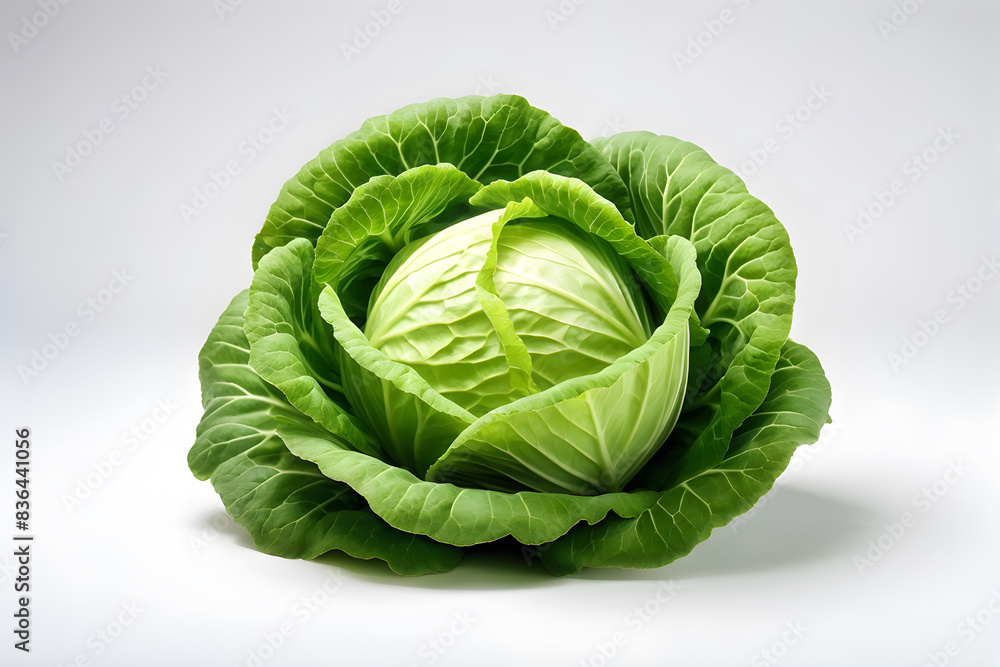 Fototapeta premium Freshly picked cabbage from the farm on a white background