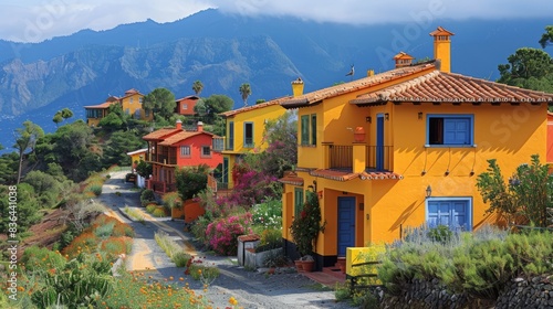 Spain, Isle of La Palma: Houses in Santa Cruz de La Palma, December 17, 2016.