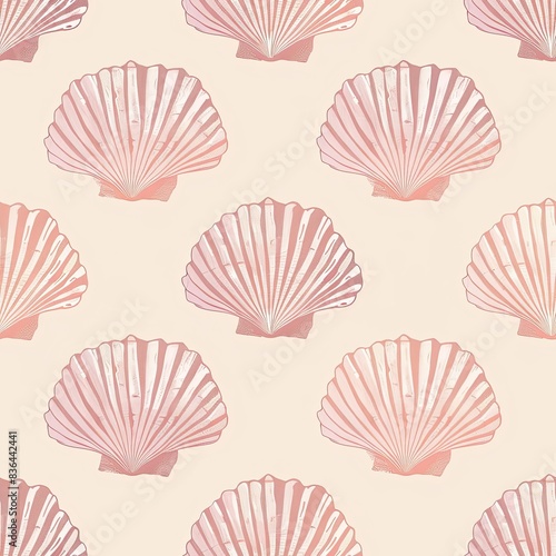 minimalistic seashell pattern with wide irregular gaps, tone in tone, kids design, beige and subtle pink, salmon color 