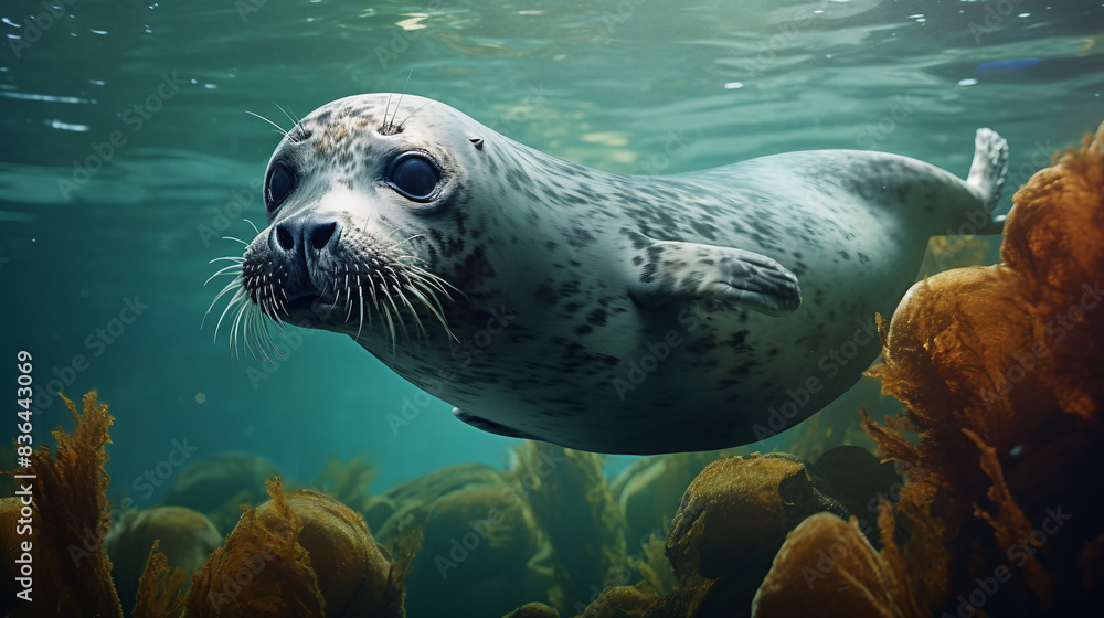 Naklejka premium sea lion in the water
