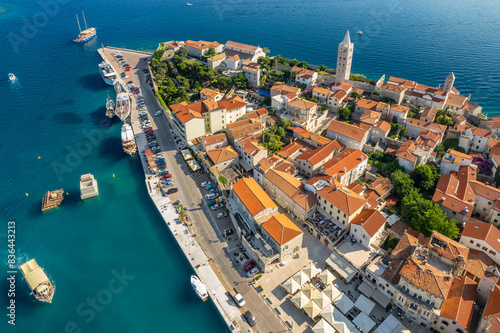 Obraz na płótnie Aerial view of the famous Rab town on Rab island, Dalmatia region in Croatia w salonie
