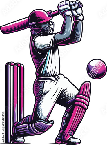 Cricket Batsman Vector illustration Playing Cricket.
