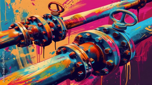 A detailed image of a pipe on a vibrant background. photo