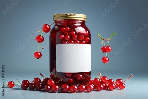 canned food, sweet ripe red currant canned in jars