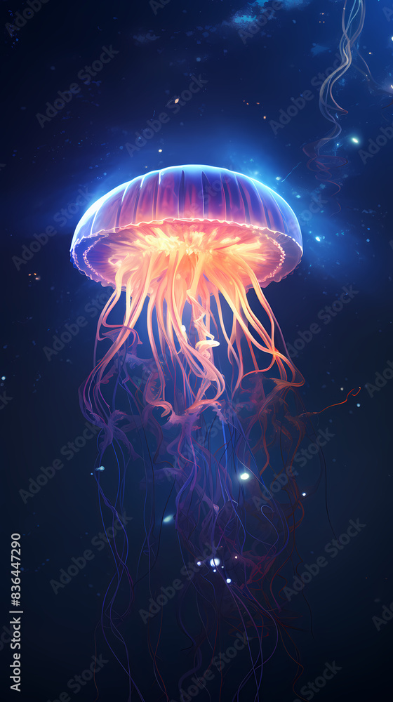 Beautiful glowing jellyfish Beautiful glowing jellyfish