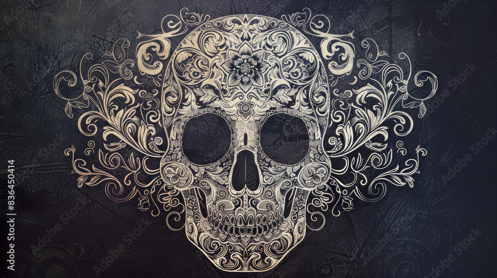 Artistic intricate decorative skull design illustration. Halloween concept. Artistic intricate decorative skull design illustration. Halloween concept.