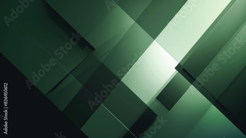 Geometric pattern of overlapping green rectangles creating a modern and sophisticated abstract background..