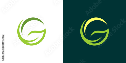 Letter G leaf logo tree plant green eco icon abstract nature
