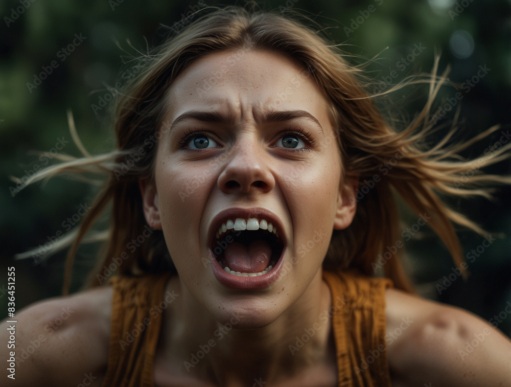 Young Woman Shouting in Extreme Anger Young Woman Shouting in Extreme Anger