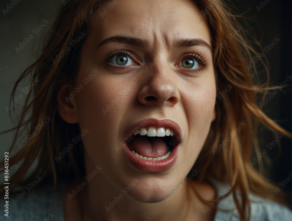 Young Woman Shouting in Extreme Anger Young Woman Shouting in Extreme Anger