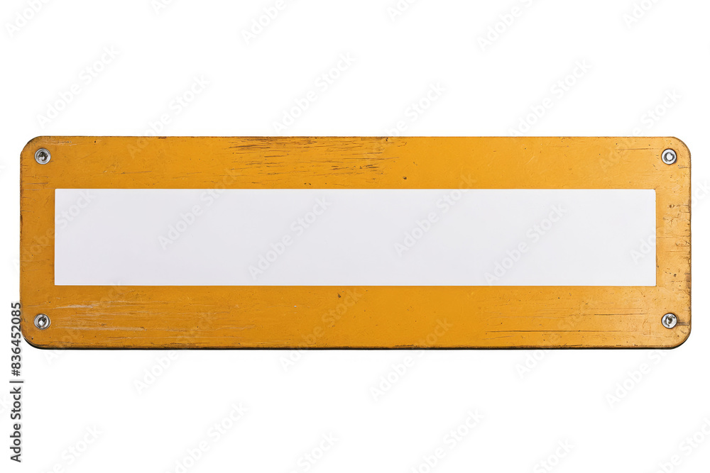 An old yellow textured sign with a blank white rectangle space for text, isolated on transparent, white background, png An old yellow textured sign with a blank white rectangle space for text, isolated on transparent, white background, png