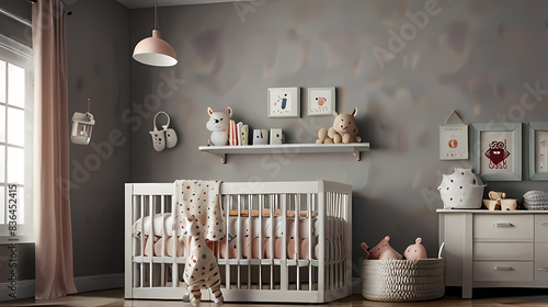 Background with a beautiful and neat baby room view theme