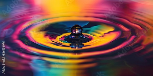 Experience the tranquil beauty of a water droplet on a CD, reflecting a gentle rainbow. This abstract image merges nature and digital themes, perfect as wallpaper. Balanced colors enhance its appeal.