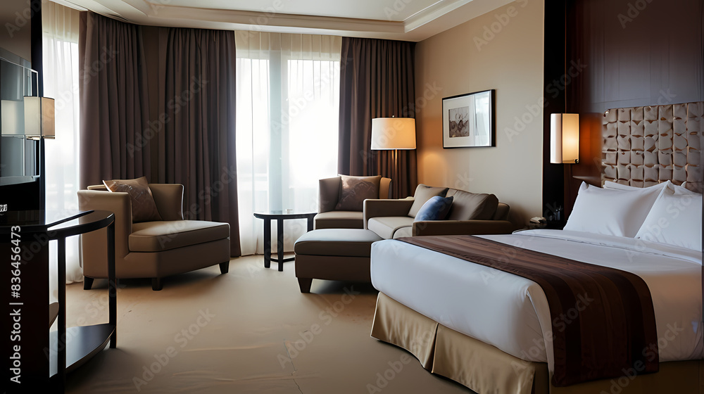 Background with a beautiful and neat hotel room view theme Background with a beautiful and neat hotel room view theme