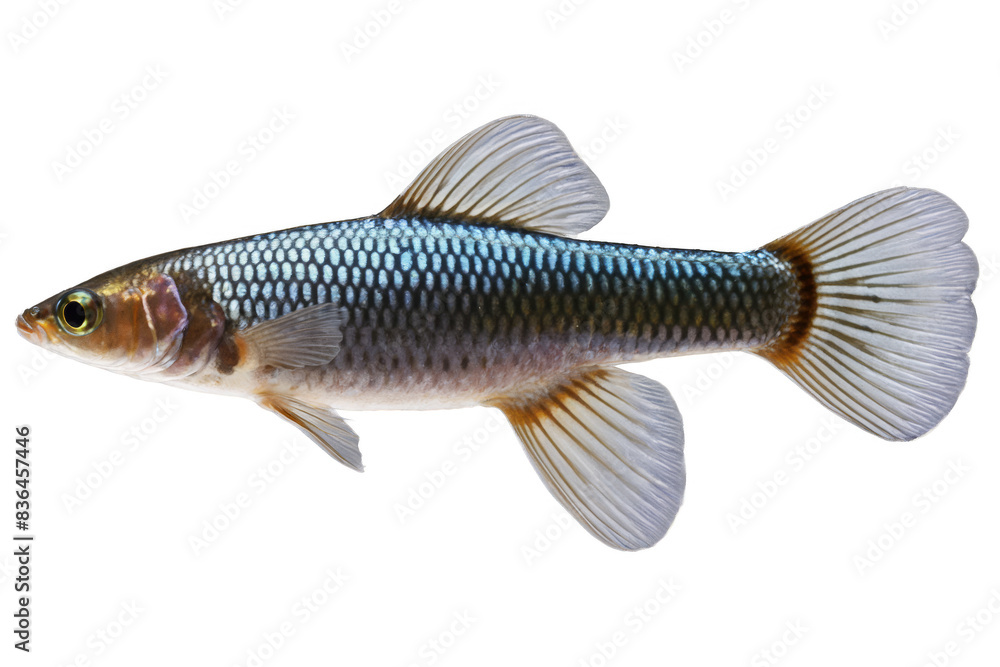 A vibrant tropical fish is displayed with a transparent, white background, in png format, showcasing its detailed patterns A vibrant tropical fish is displayed with a transparent, white background, in png format, showcasing its detailed patterns