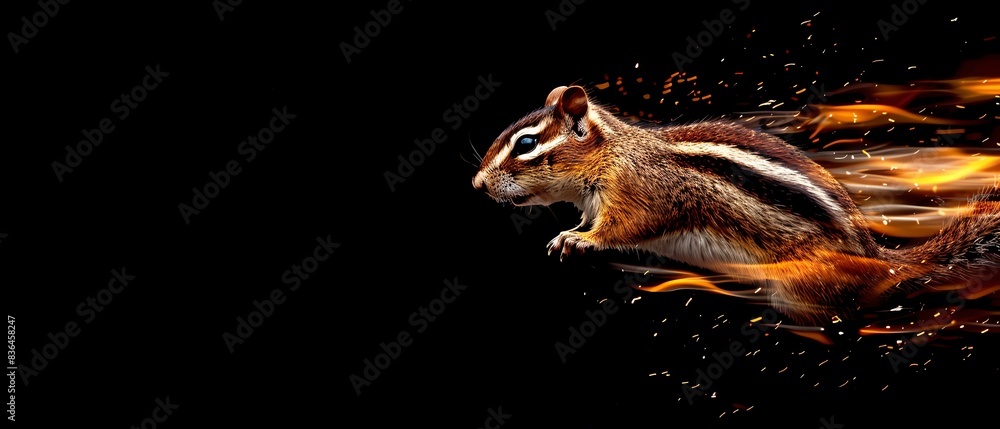 Obraz premium A chipmunk with stripes of fire