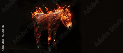 A donkey with fiery hooves