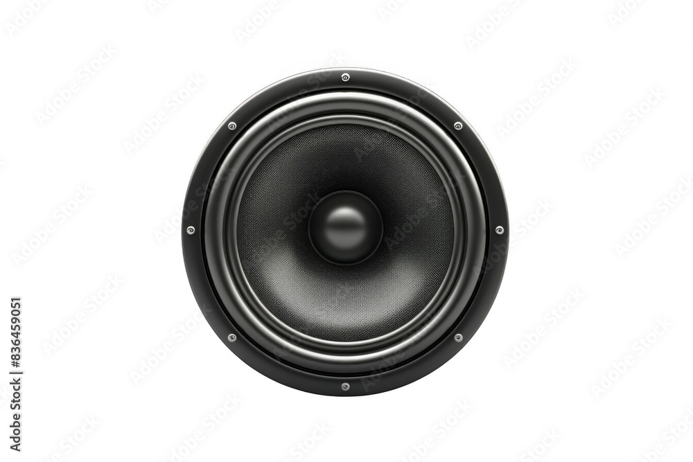 A black speaker with a white background A black speaker with a white background