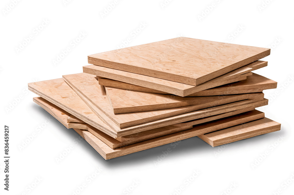 A neat stack of plywood sheets isolated on a transparent, white background, png, depicting construction materials A neat stack of plywood sheets isolated on a transparent, white background, png, depicting construction materials