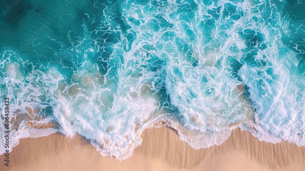 Picture of a stunning turquoise sea with gentle waves on a sandy beach landscape Picture of a stunning turquoise sea with gentle waves on a sandy beach landscape