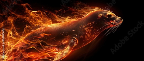 A seal with a sleek, fiery body photo