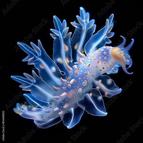 Mesmerizing Blue Nudibranch in Deep Ocean