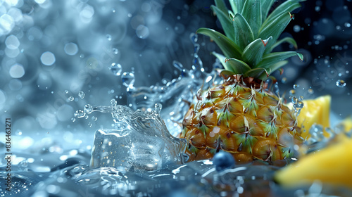 Fresh pineapples and water